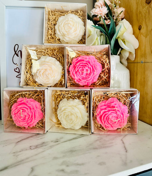 3 ROSE FLOWER CANDLES